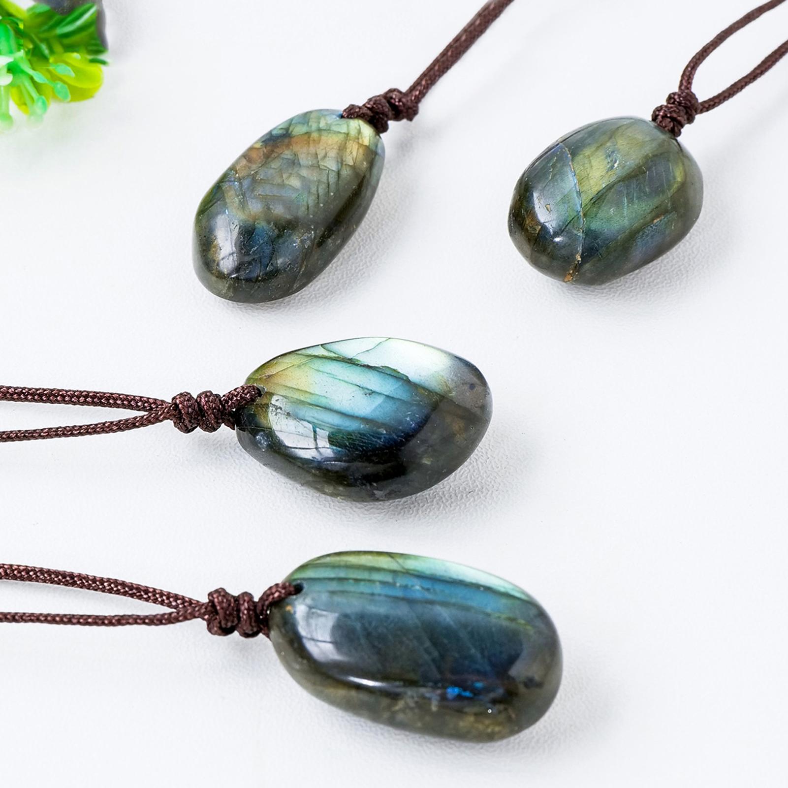 Crystal Pendant Necklace Natural Stone - Natural Labradorite Pendant Necklaces Men Women
