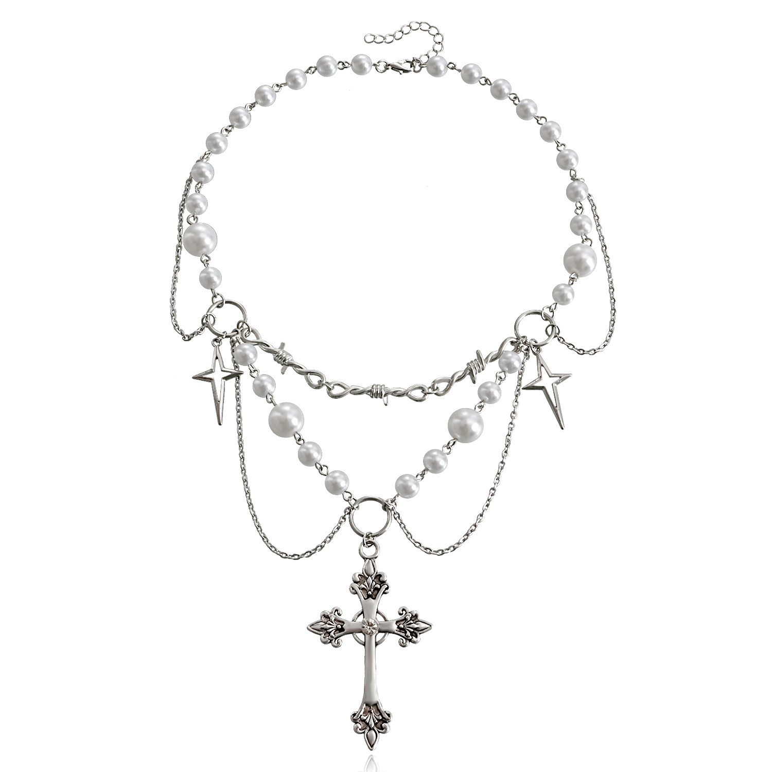 Pearl Choker Necklace Vintage - Butterfly Heart Pearls Necklace for Women