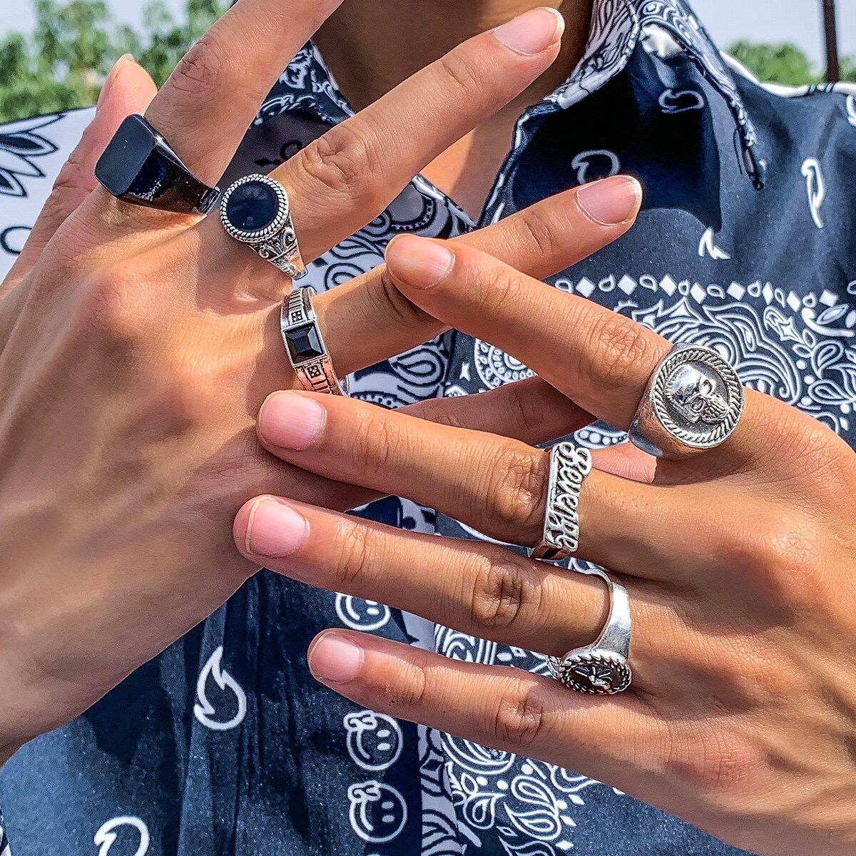 6Pcs/Set Goth Vintage Skeleton - Vintage Punk Knuckle Rings Set 评论和价格