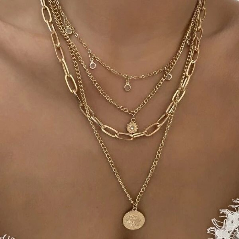 Bohemian Style Portrait Pendan - Layered Pendant Necklace Aesthetic 评论和价格