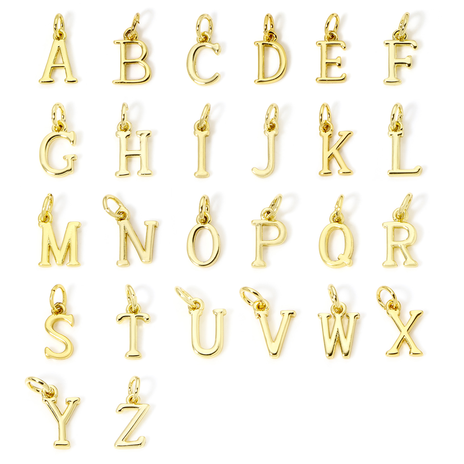 5 Piece Brass Charms 18K Gold  - Initial Letter Necklace 18K Gold 评论和价格
