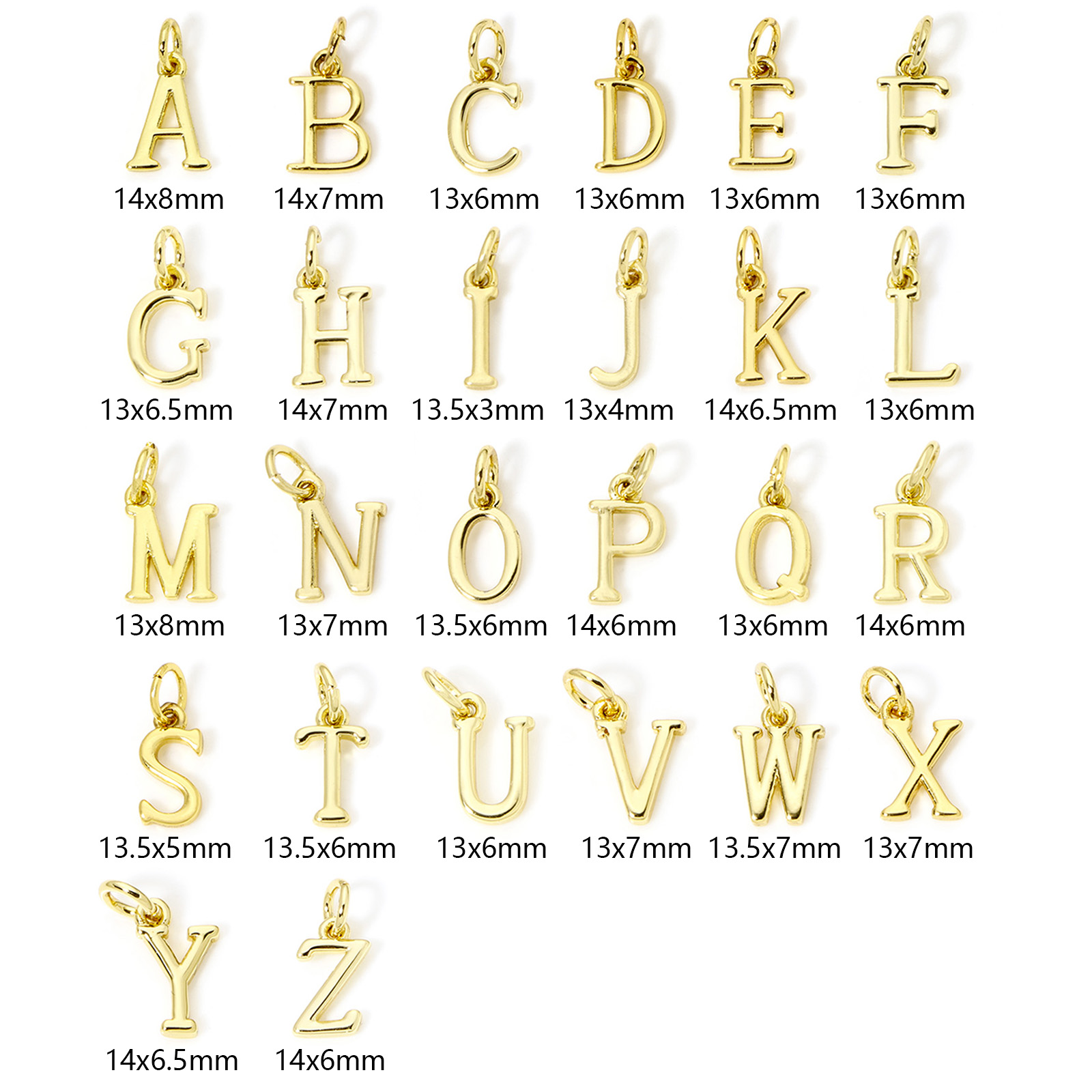 5 Piece Brass Charms 18K Gold  - Initial Letter Necklace 18K Gold 评论和价格