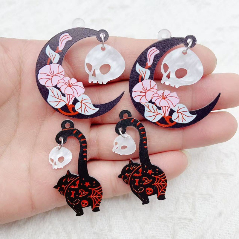 10pcs Halloween Acrylic Ghost  - Earrings 评论和价格