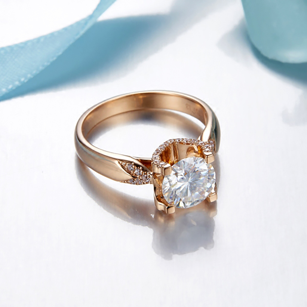 Custom Solid 18K Au750 White G - Moissanite Engagement Ring 1 Carat 评论和价格