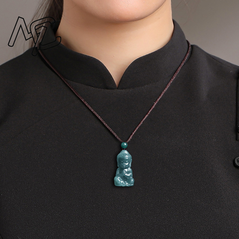 Natural Real Emerald Jade Blue - Necklaces 评论和价格