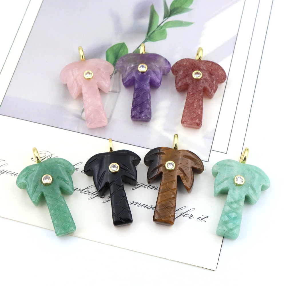 Natural Stone Coconut Tree Pen - Crystal Pendant Necklace Natural Stone 评论和价格