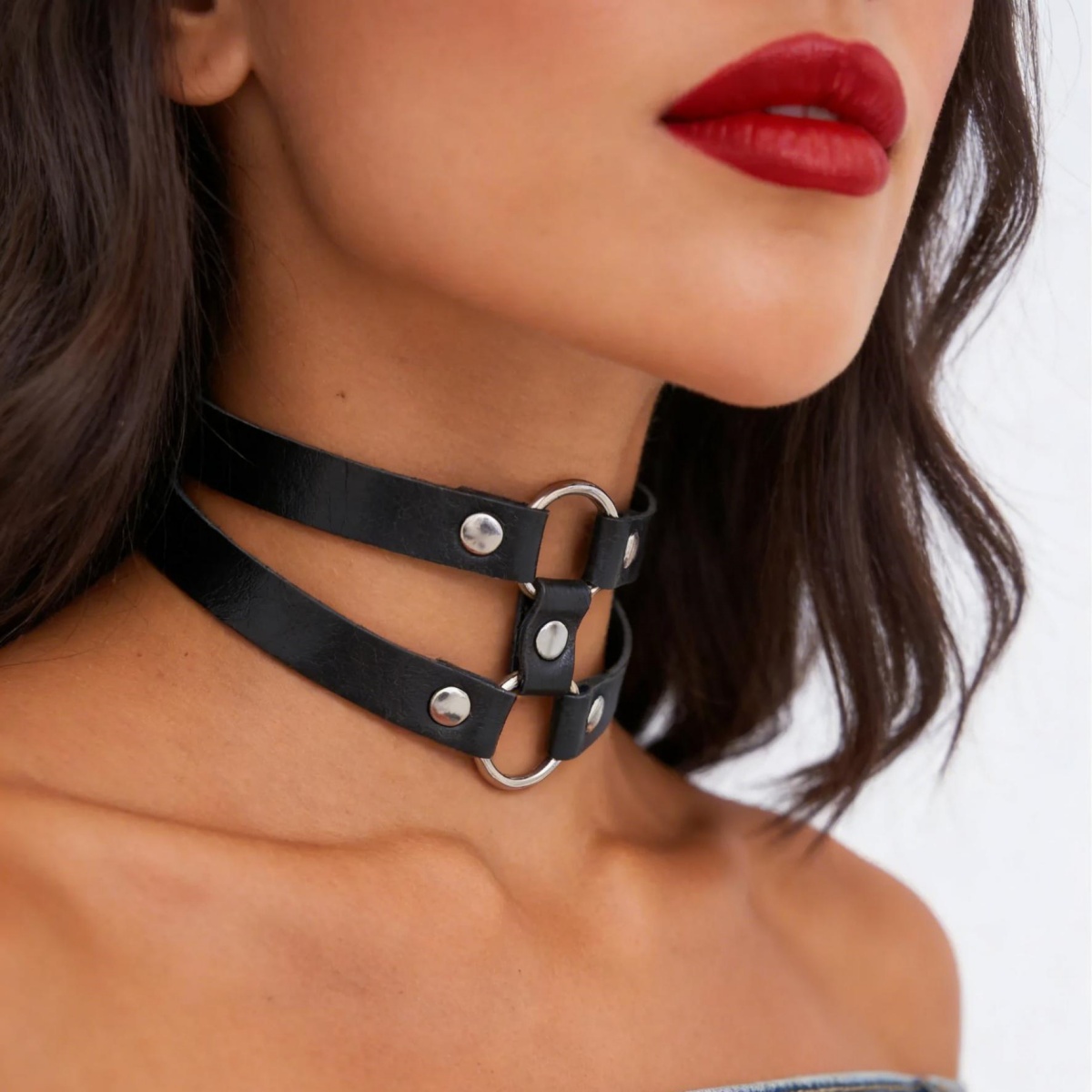 Fashion PU Leather Spiked Chok - Goth Punk Spike Choker 评论和价格