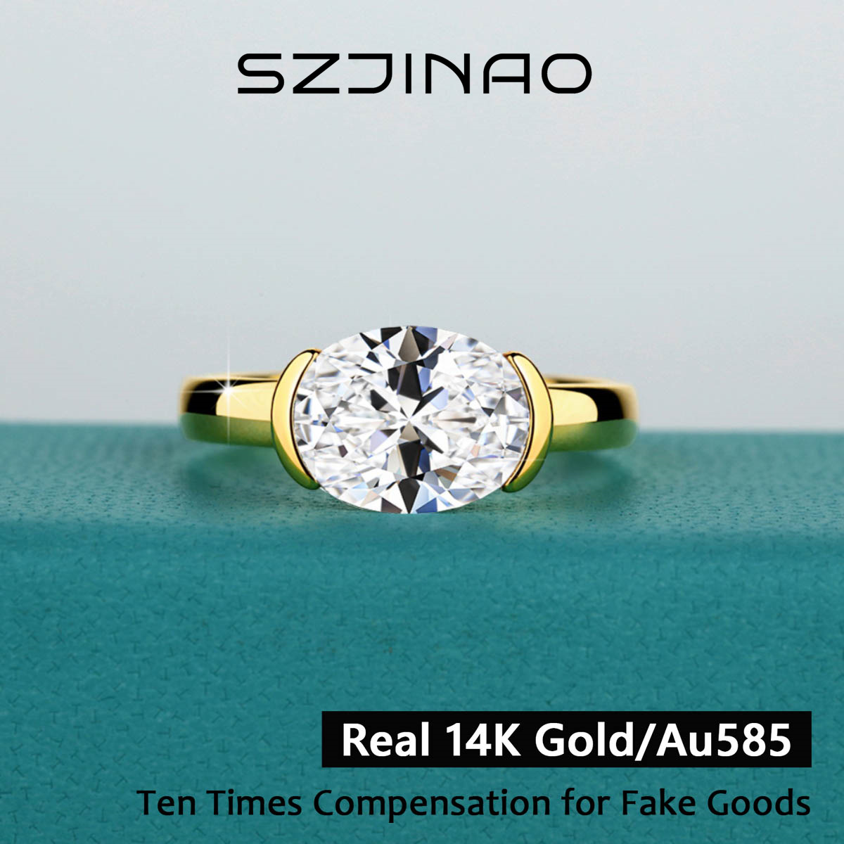 14K Gold Certified Oval Cut Mo - Moissanite Engagement Ring 1 Carat 评论和价格