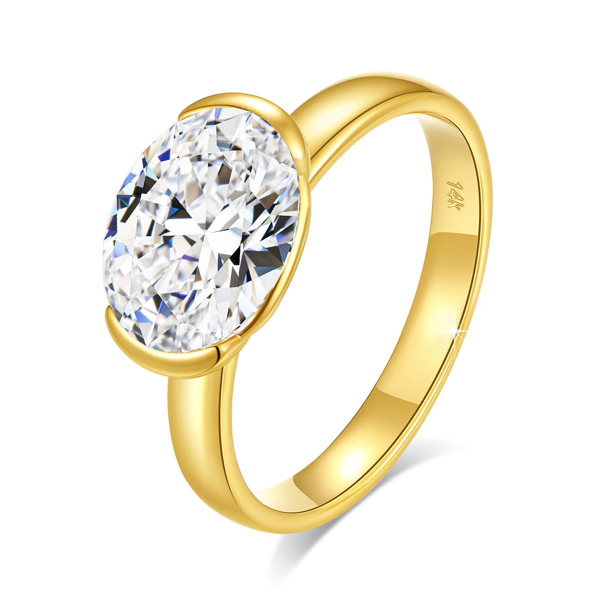 14K Gold Certified Oval Cut Mo - Moissanite Engagement Ring 1 Carat 评论和价格
