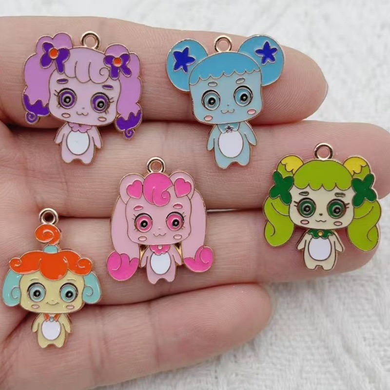 10pcs Cartoon Cute Drip Oil Al - Earrings 评论和价格
