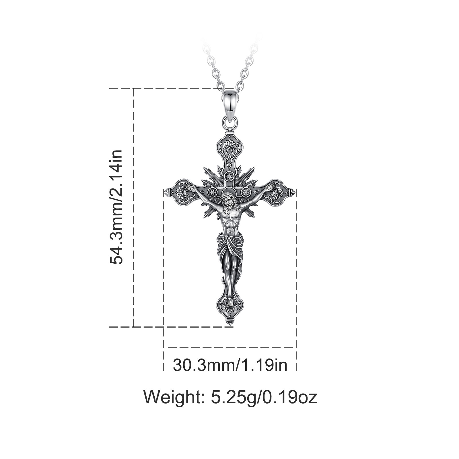 Eudora New Crucifix Cross Neck - 925 Sterling Silver Chain Necklace Men 评论和价格