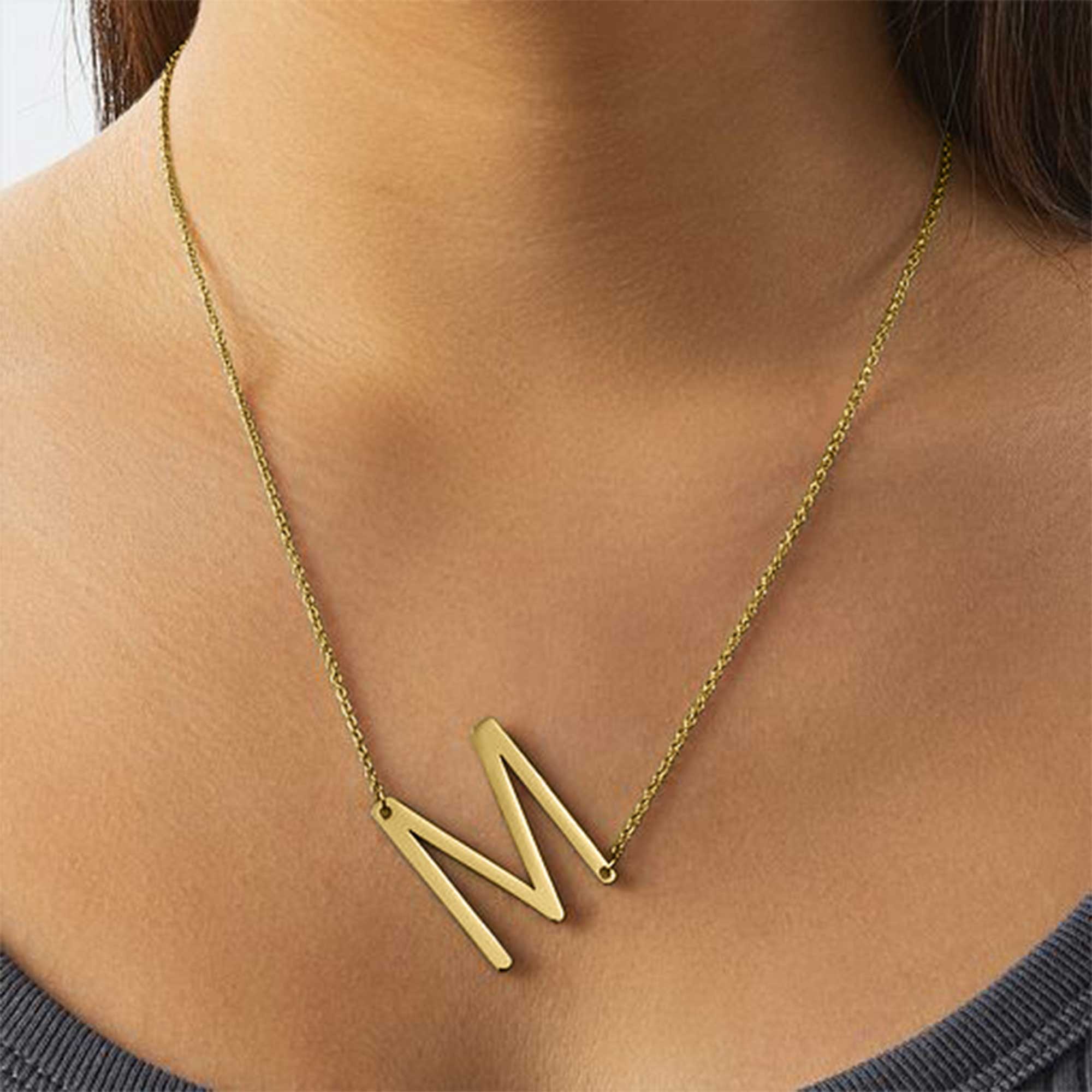 Statement Initial Necklace Per - Initial Letter Necklace 18K Gold 评论和价格