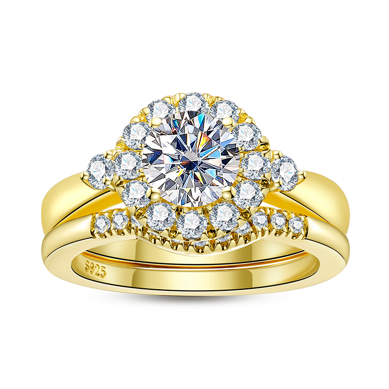Engagement Gold Color Ring Set - Moissanite Engagement Ring 1 Carat 评论和价格