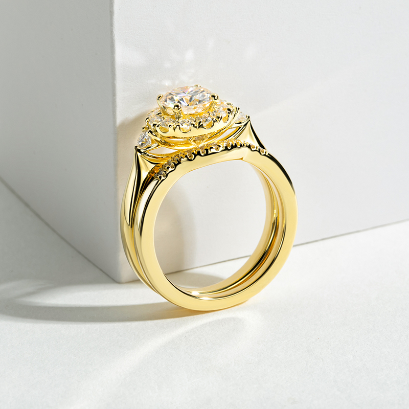 Engagement Gold Color Ring Set - Moissanite Engagement Ring 1 Carat 评论和价格