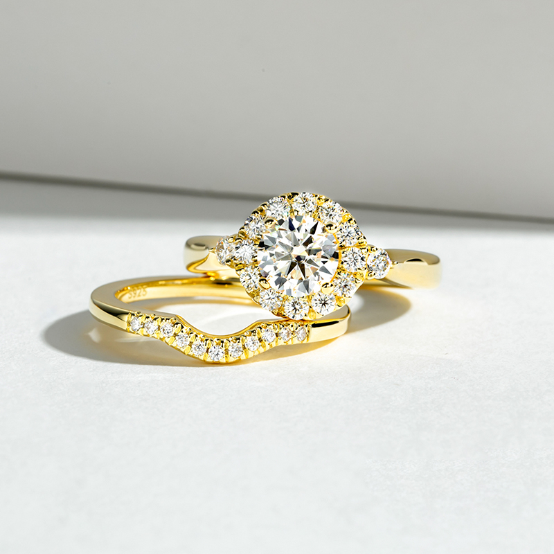Engagement Gold Color Ring Set - Moissanite Engagement Ring 1 Carat 评论和价格