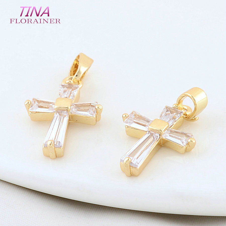 6PCS 12*18MM 14K Gold Color Br - Cross Pendant Necklace Gold 评论和价格