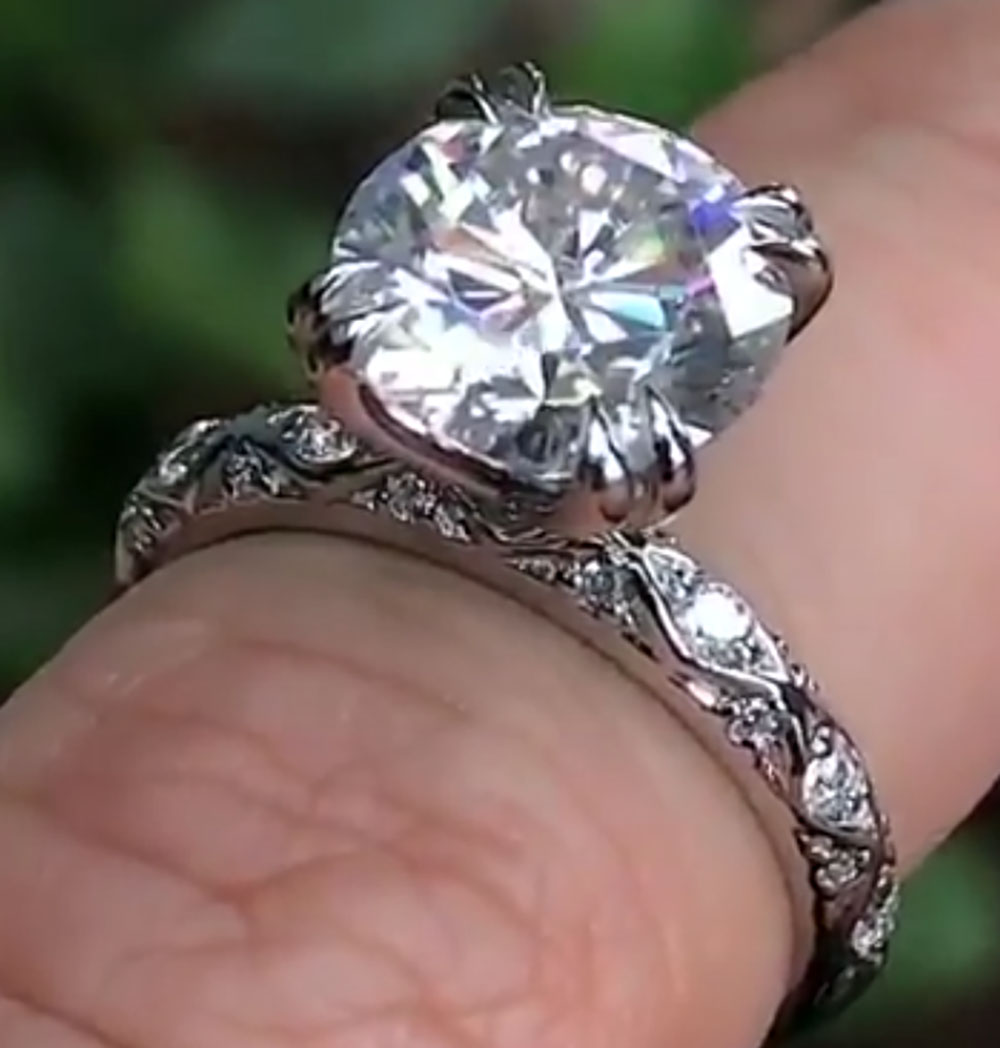 Custom Real Platinum PT950 Wom - Moissanite Engagement Ring 1 Carat 评论和价格