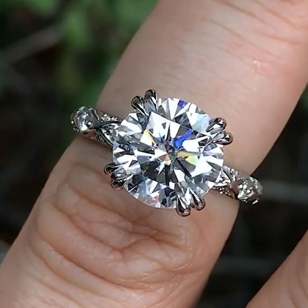 Custom Real Platinum PT950 Wom - Moissanite Engagement Ring 1 Carat 评论和价格