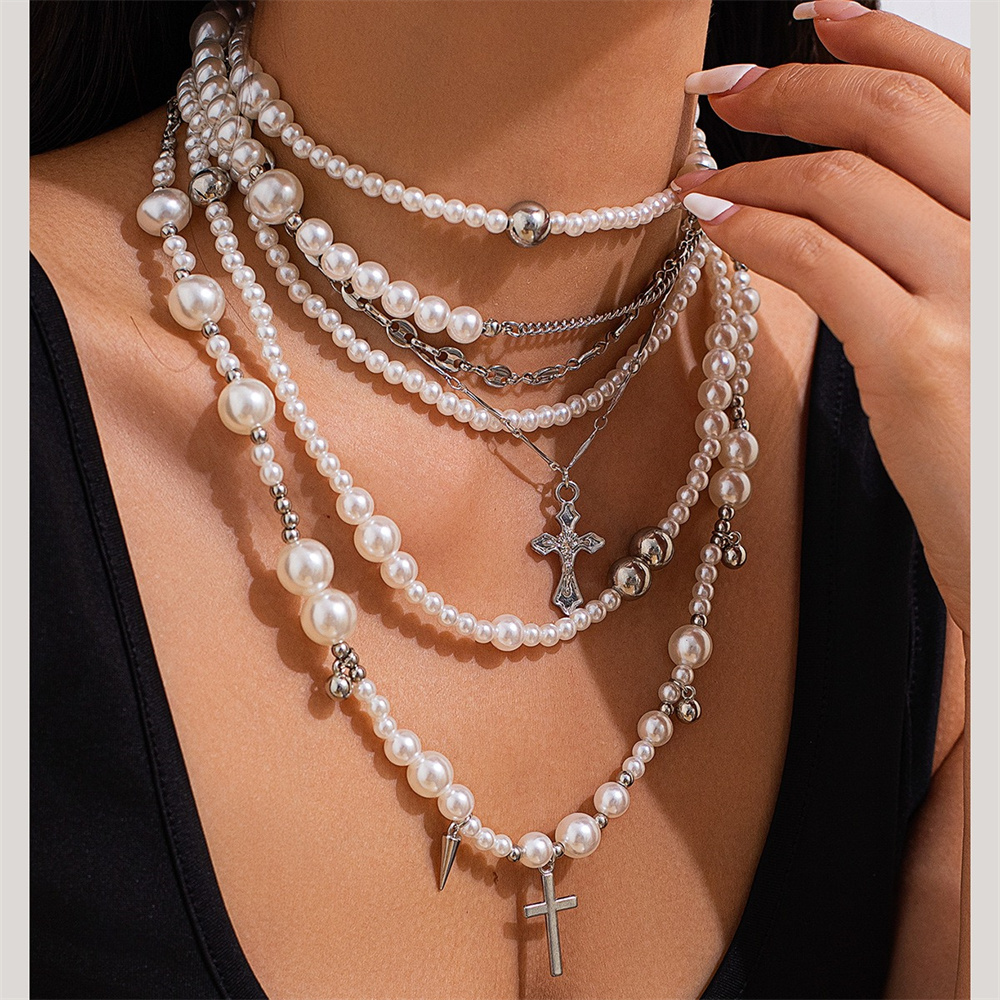 Multi-layer Imitation Pearl Be - Layered Pendant Necklace Aesthetic 评论和价格