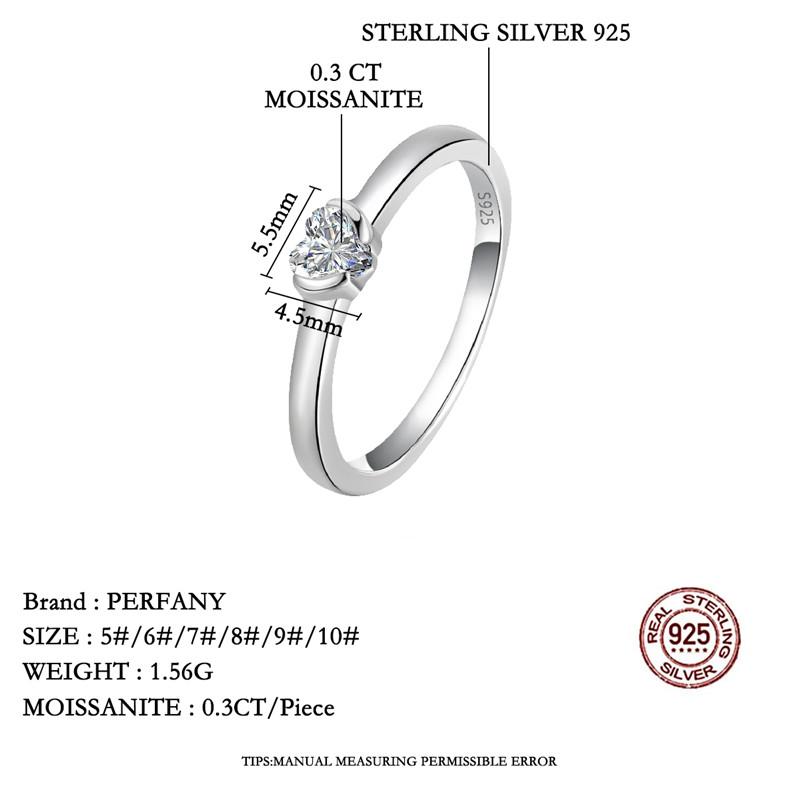 PERFANY 0.3CT Heart Cut Moissa - Moissanite Engagement Ring 1 Carat 评论和价格