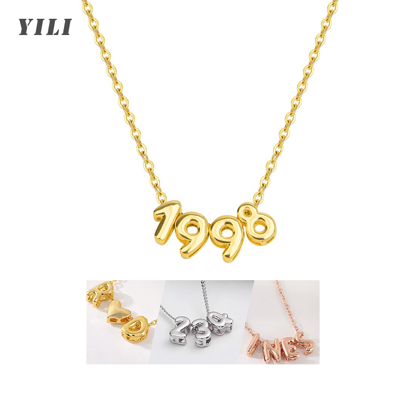 Personalized 3D Bubble Letter  - Initial Letter Necklace 18K Gold 评论和价格