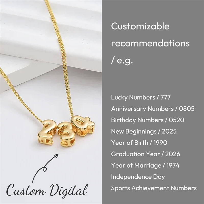Personalized 3D Bubble Letter  - Initial Letter Necklace 18K Gold 评论和价格