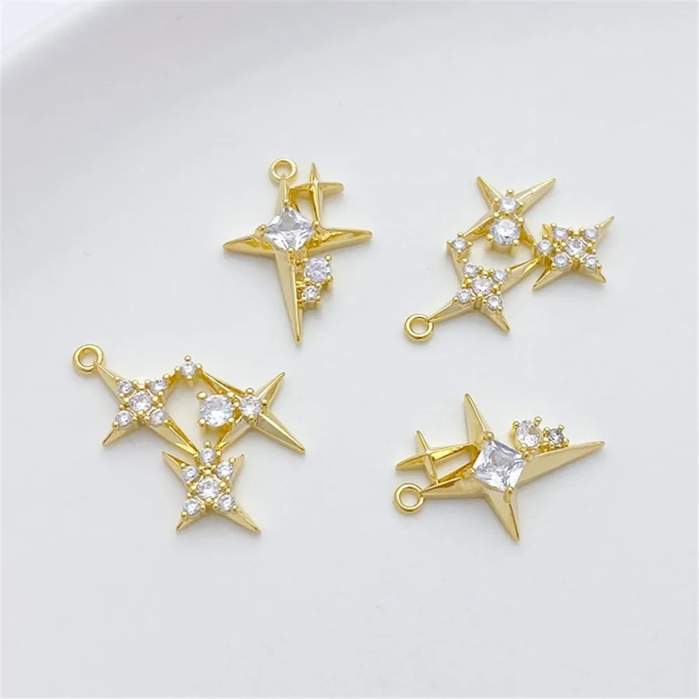 14K Gold-plated Micro-inlaid Z - Cross Pendant Necklace Gold 评论和价格