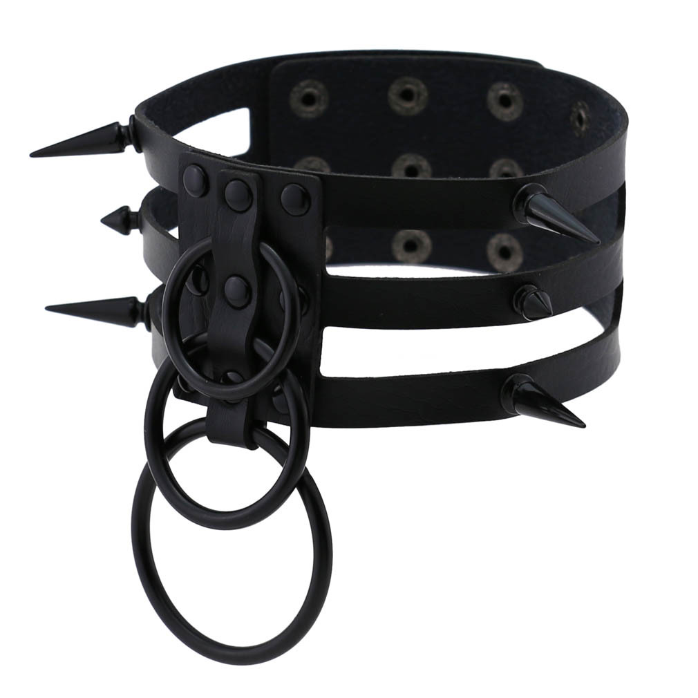 Fashion Women Men Black Rivet  - Goth Punk Spike Choker 评论和价格