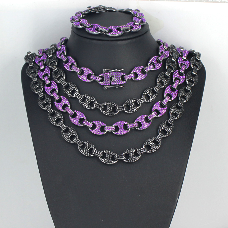 Men Women HipHop 12mm Black Pu - Cuban Link Chain 12Mm 评论和价格