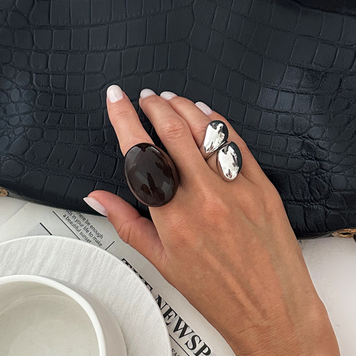 SHIXIN 2Pcs/Set Vintage Metal  - Vintage Punk Knuckle Rings Set 评论和价格