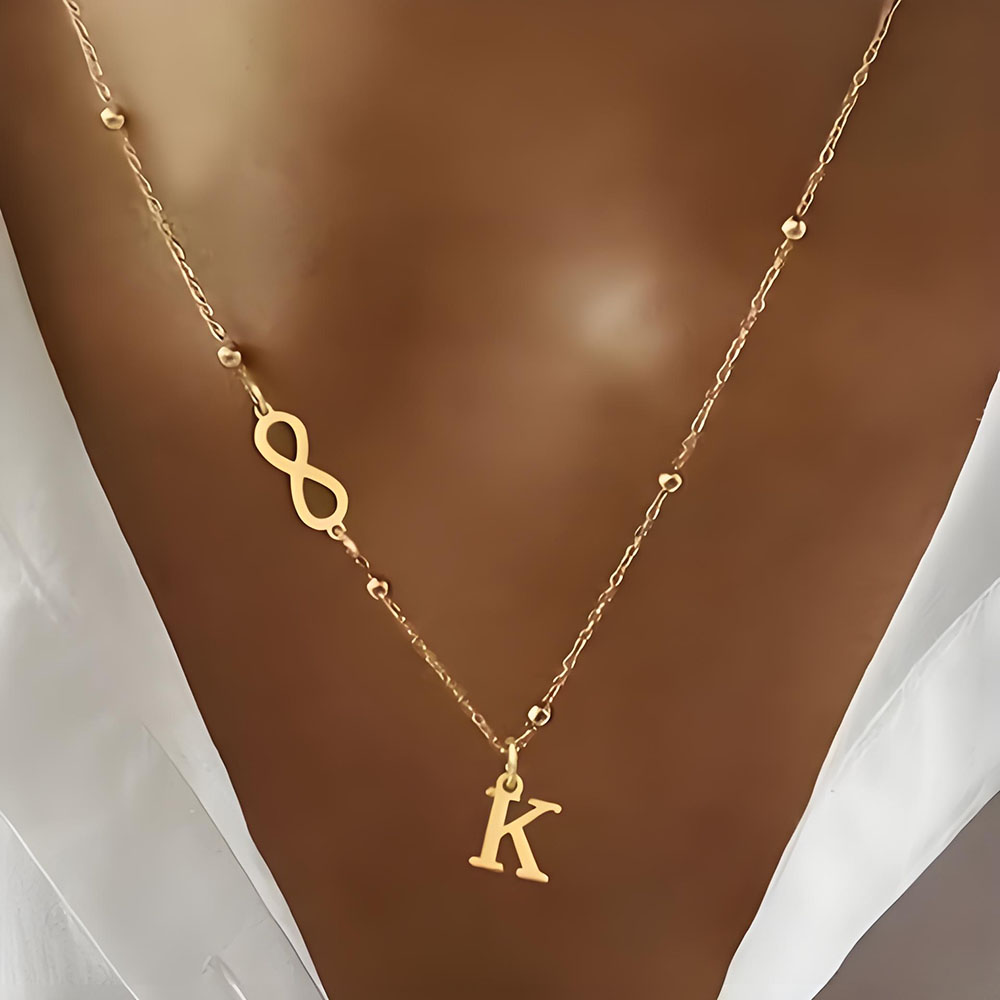 Custom Infinity Symbol Initial - Initial Letter Necklace 18K Gold 评论和价格