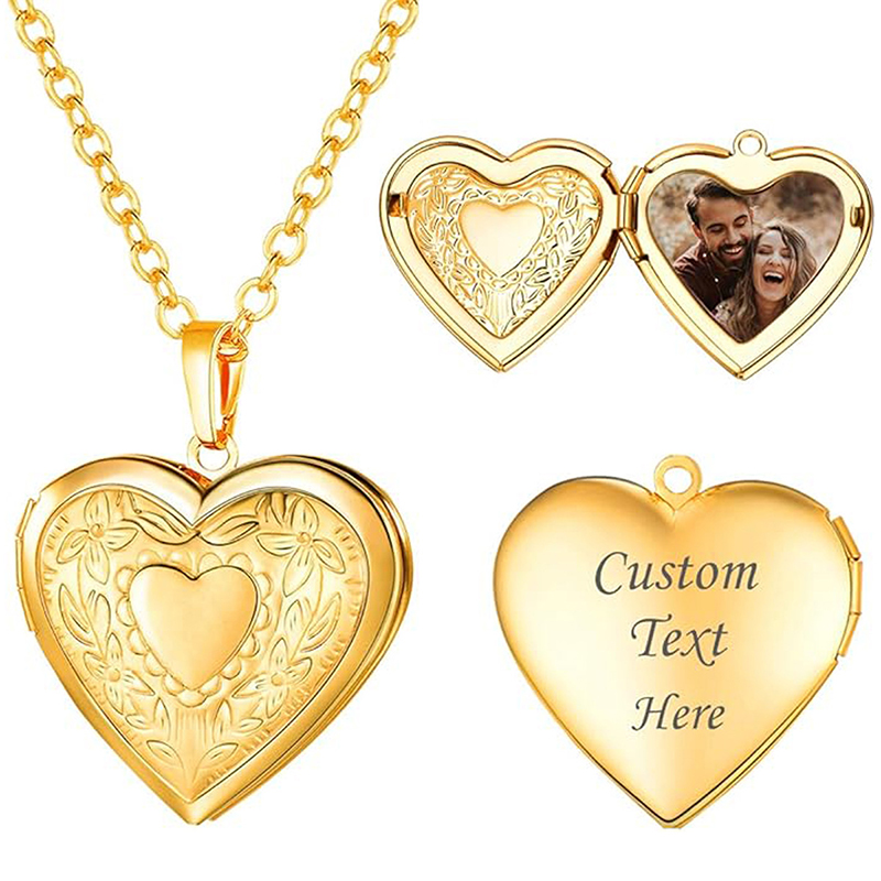 Personalized Locket Necklace C - Heart Locket Necklace Photo 评论和价格