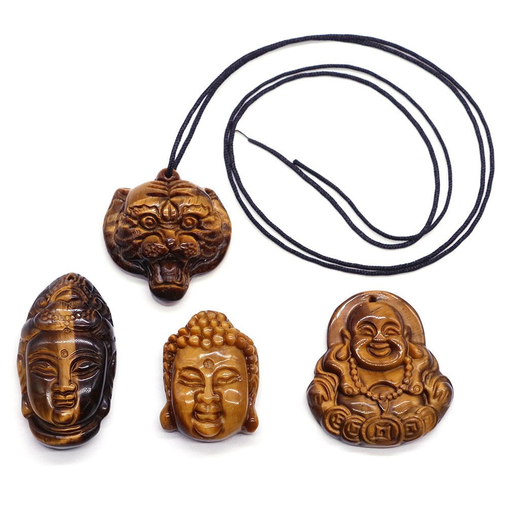Natural Stones Tiger Eye Reiki - Crystal Pendant Necklace Natural Stone 评论和价格