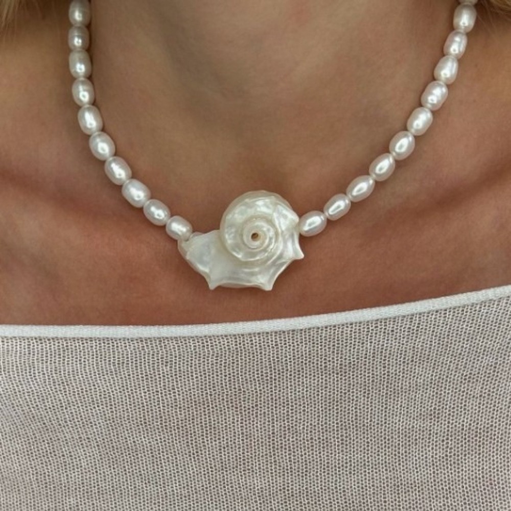 Vintage Bohemian Natural Conch - Pearl Choker Necklace Vintage 评论和价格