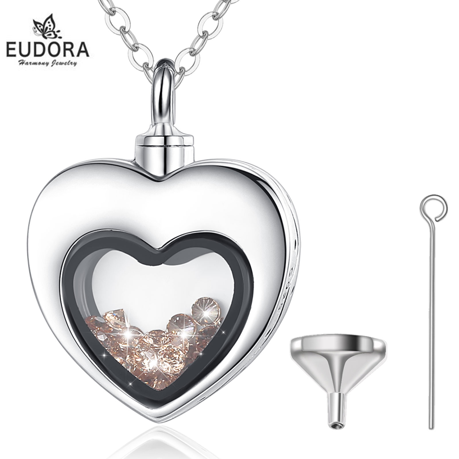 Eudora Sterling Silver Heart L - Heart Locket Necklace Photo 评论和价格