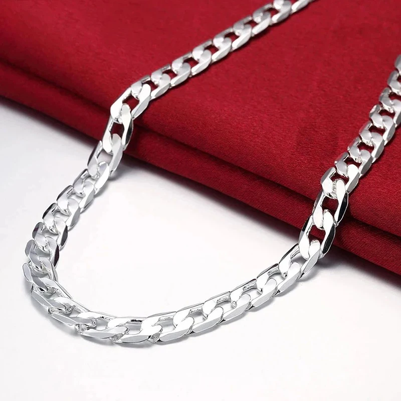 925 Sterling Silver Necklace F - Cuban Link Chain 12Mm 评论和价格