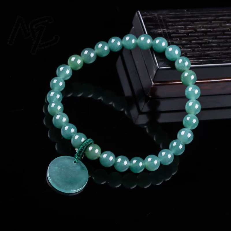 Natural Jadeite Blue Water Not - Bracelets 评论和价格