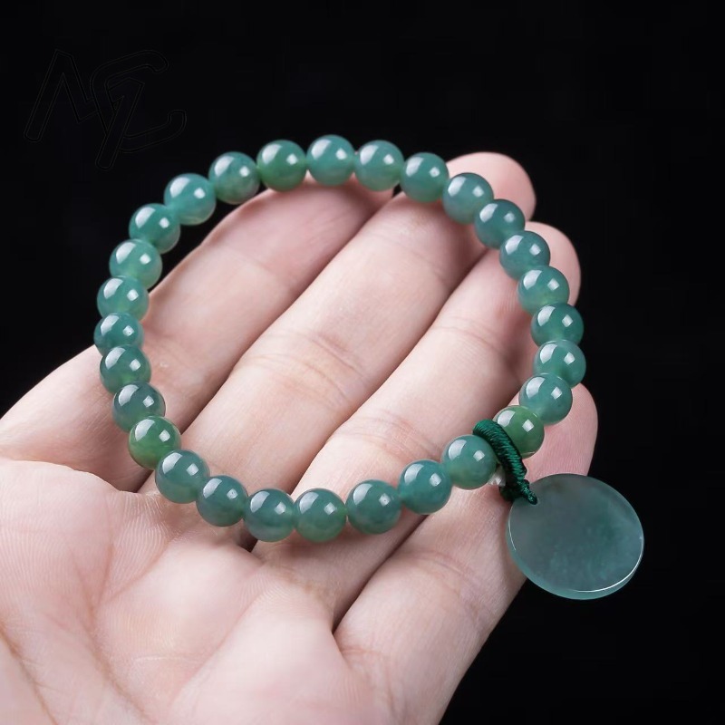 Natural Jadeite Blue Water Not - Bracelets 评论和价格