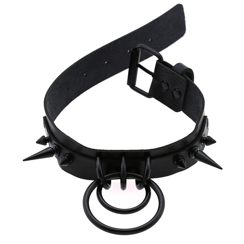 Black Spiked Choker Goth Leath - Goth Punk Spike Choker 评论和价格