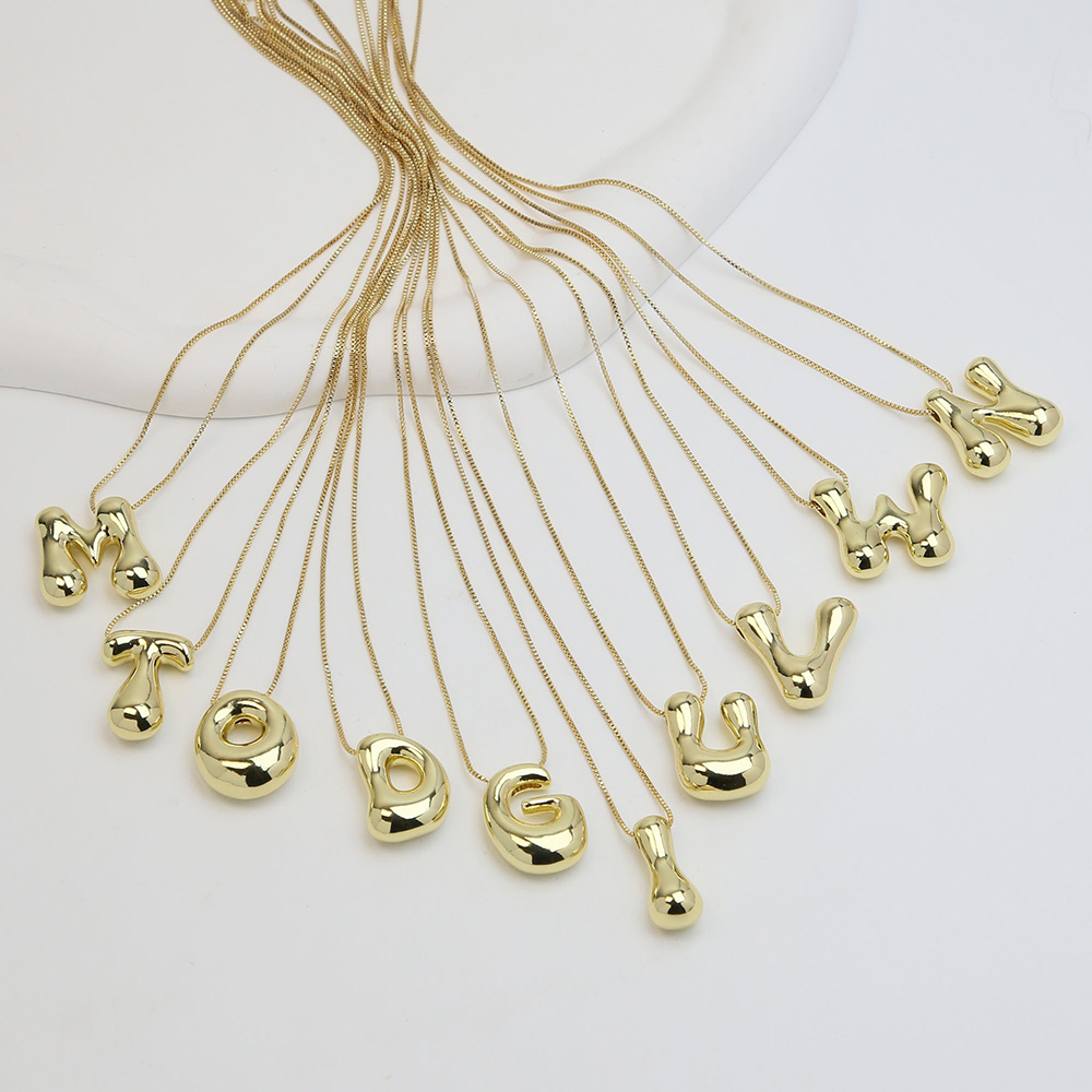 Creative A-Z Balloon Bubble Le - Initial Letter Necklace 18K Gold 评论和价格