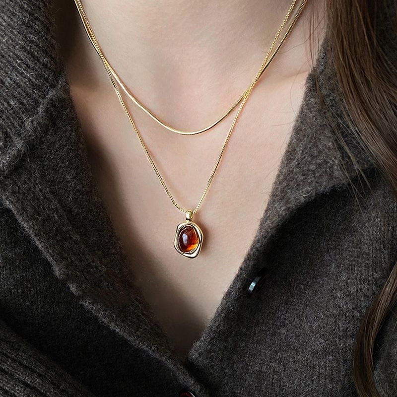 Fashion Vintage Double Layer N - Layered Pendant Necklace Aesthetic 评论和价格