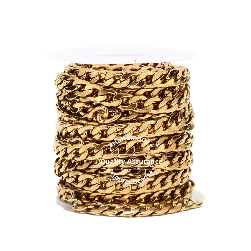 1m Gold Tone 12mm Width Heavy  - Cuban Link Chain 12Mm 评论和价格