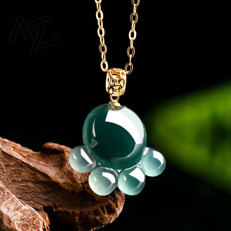 Natural Real Emerald Blue Wate - Necklaces 评论和价格
