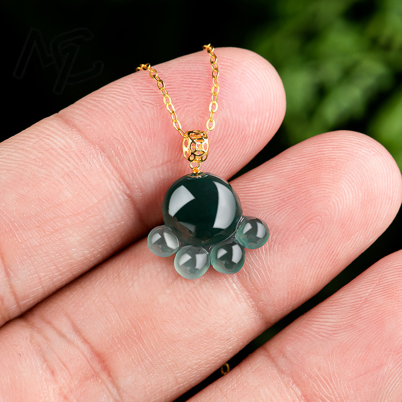 Natural Real Emerald Blue Wate - Necklaces 评论和价格
