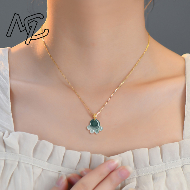 Natural Real Emerald Blue Wate - Necklaces 评论和价格