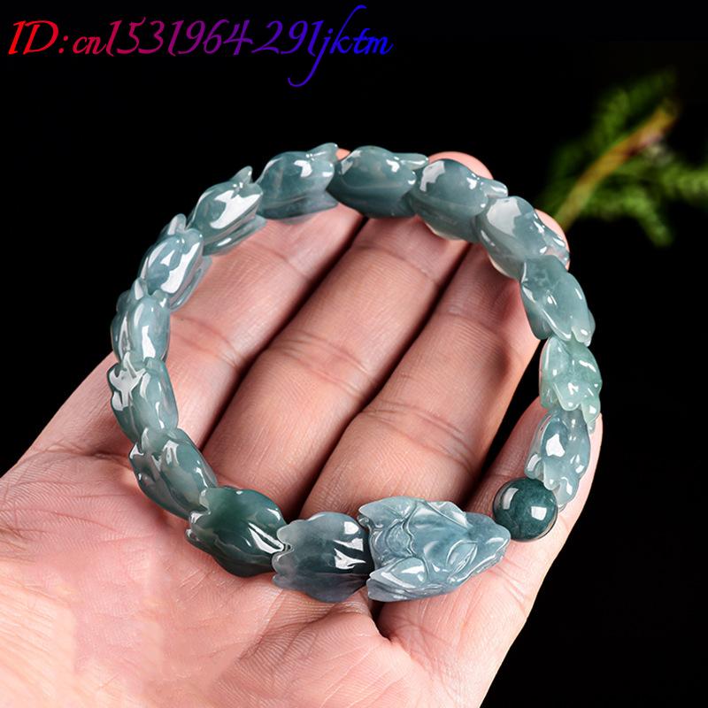 Blue Burmese Jadeite Dragon Br - Bracelets 评论和价格