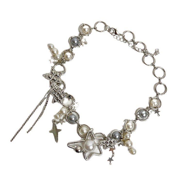 Y2K Jewelry Pearl Splicing Sta - Pearl Choker Necklace Vintage 评论和价格