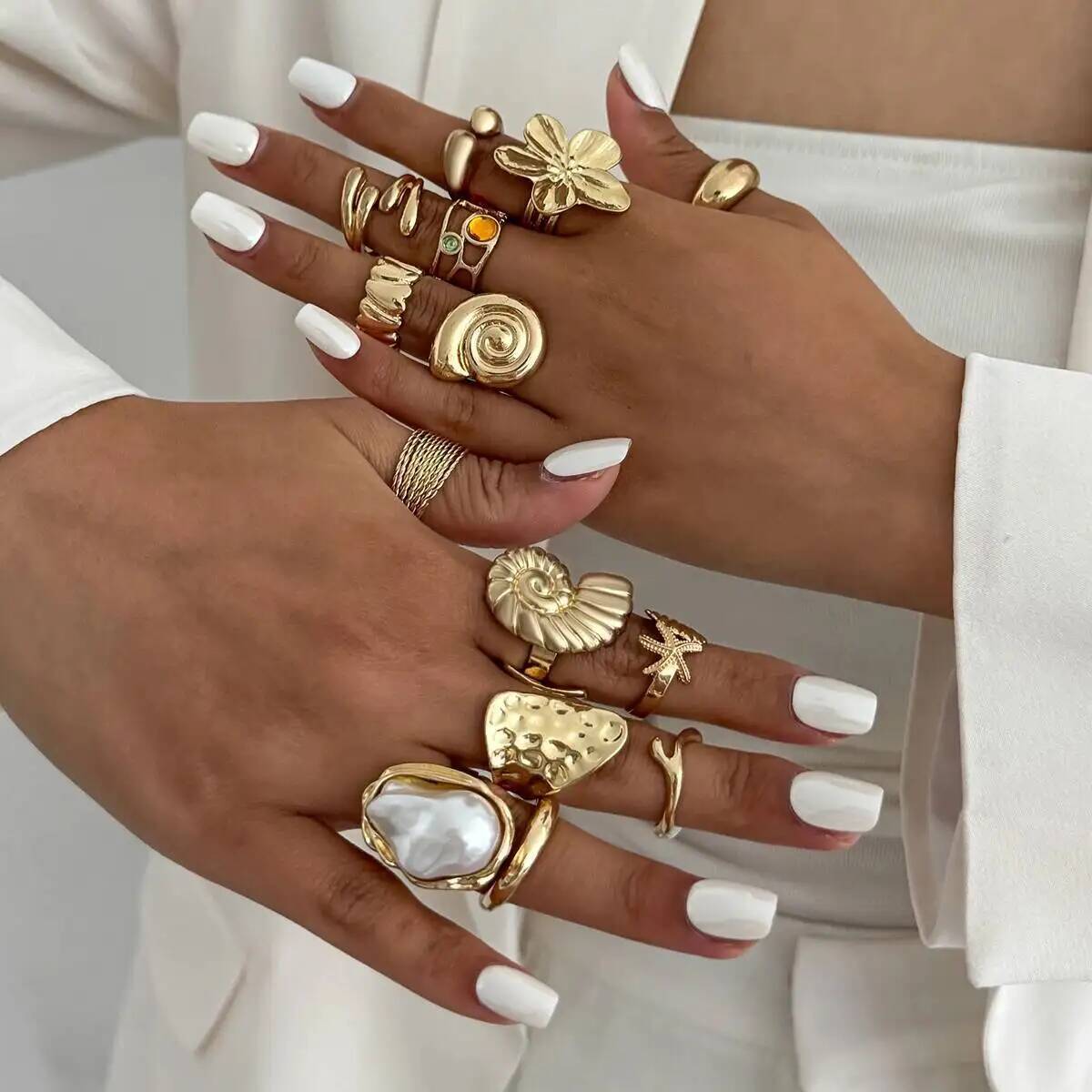 IngeSight.Z 14 Pcs/Set Hip Hop - Vintage Punk Knuckle Rings Set 评论和价格