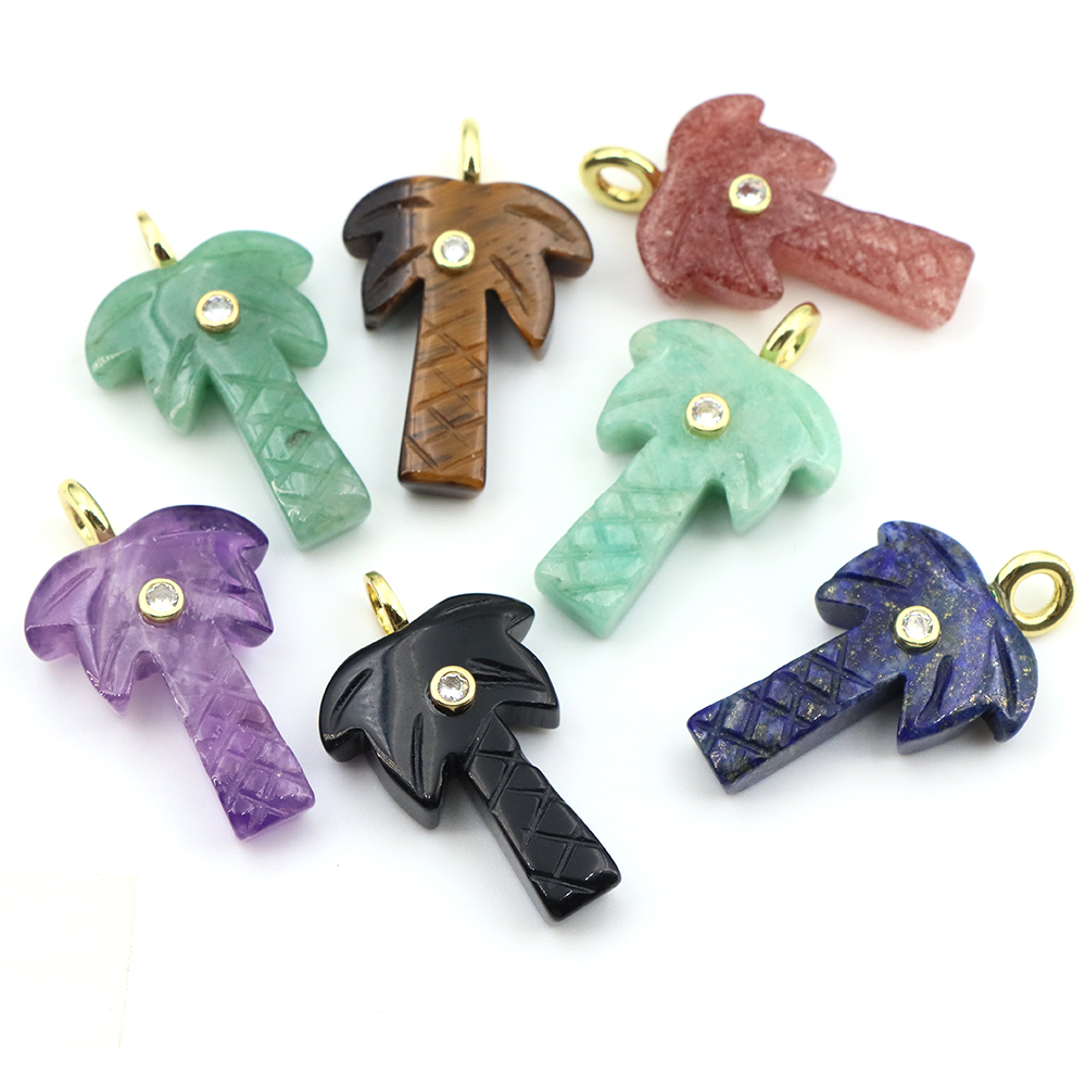 30mm Natural Stone Coconut Tre - Crystal Pendant Necklace Natural Stone 评论和价格