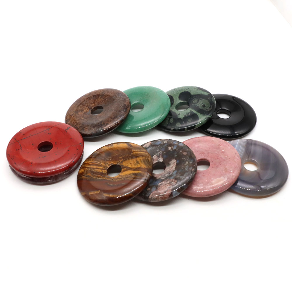 50mm Natural Big Hole Stones T - Crystal Pendant Necklace Natural Stone 评论和价格